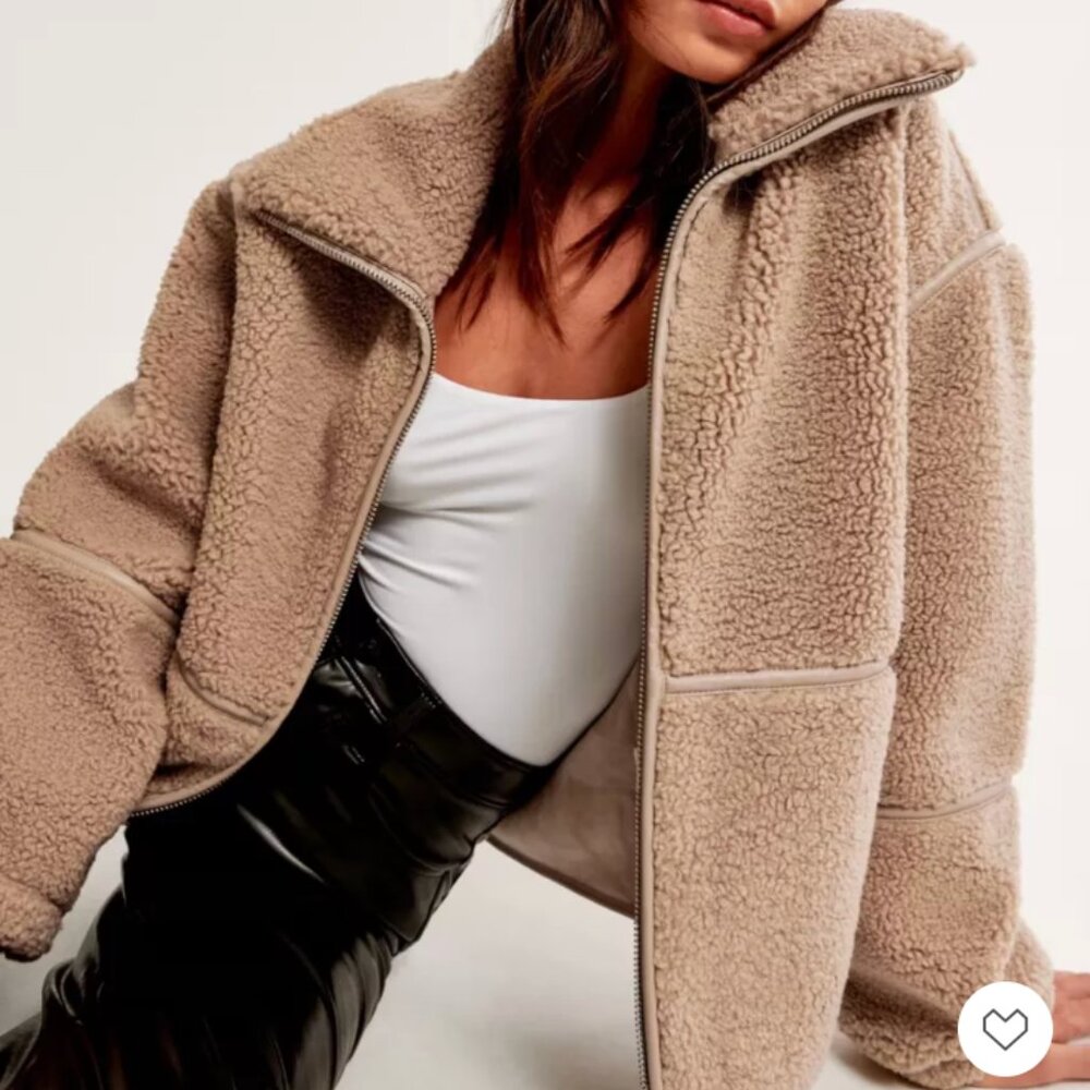 Abercrombie & Fitch Sherpa Teddy Jacket NWOT Full Zip Size S
